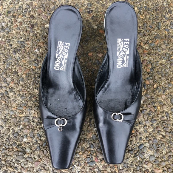 Salvatore Ferragamo Vintage Black Heels 10B - Picture 2 of 5